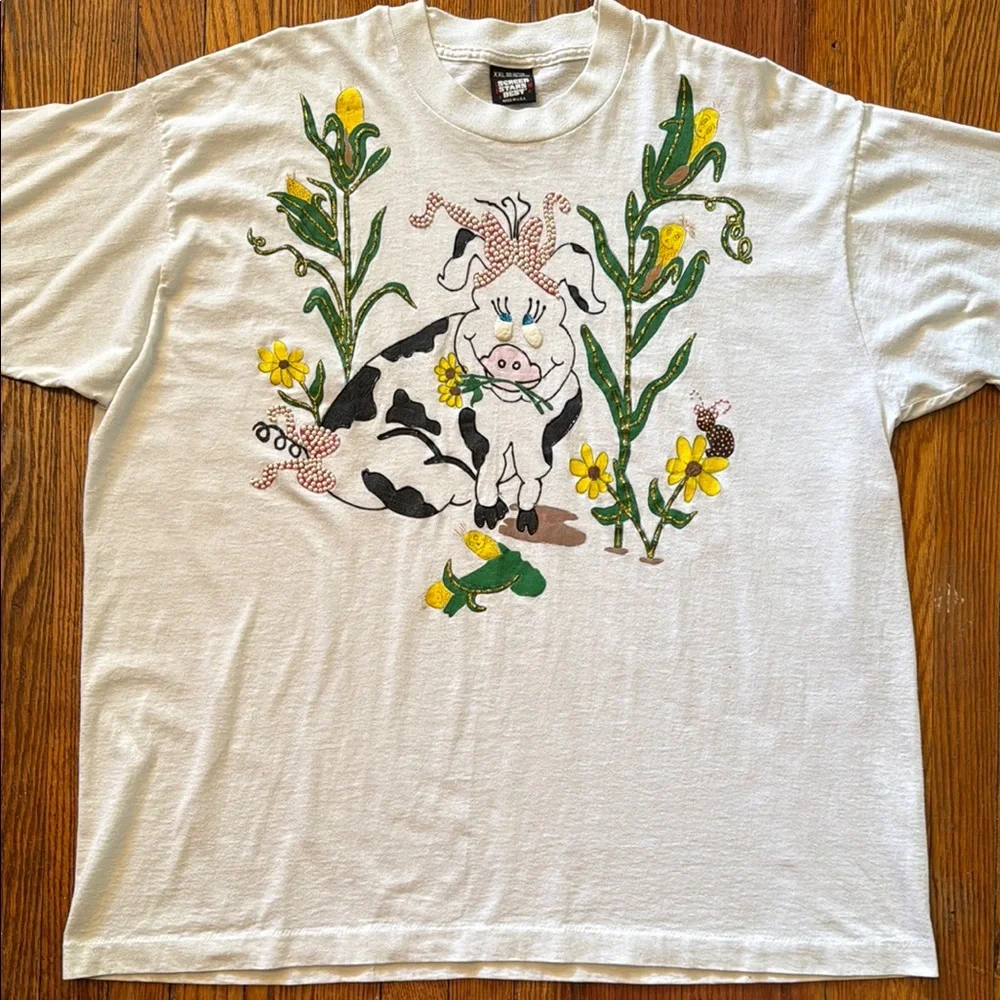 1987 Custom Cow Single Stitch Vintage T-Shirt - Picture 1 of 9